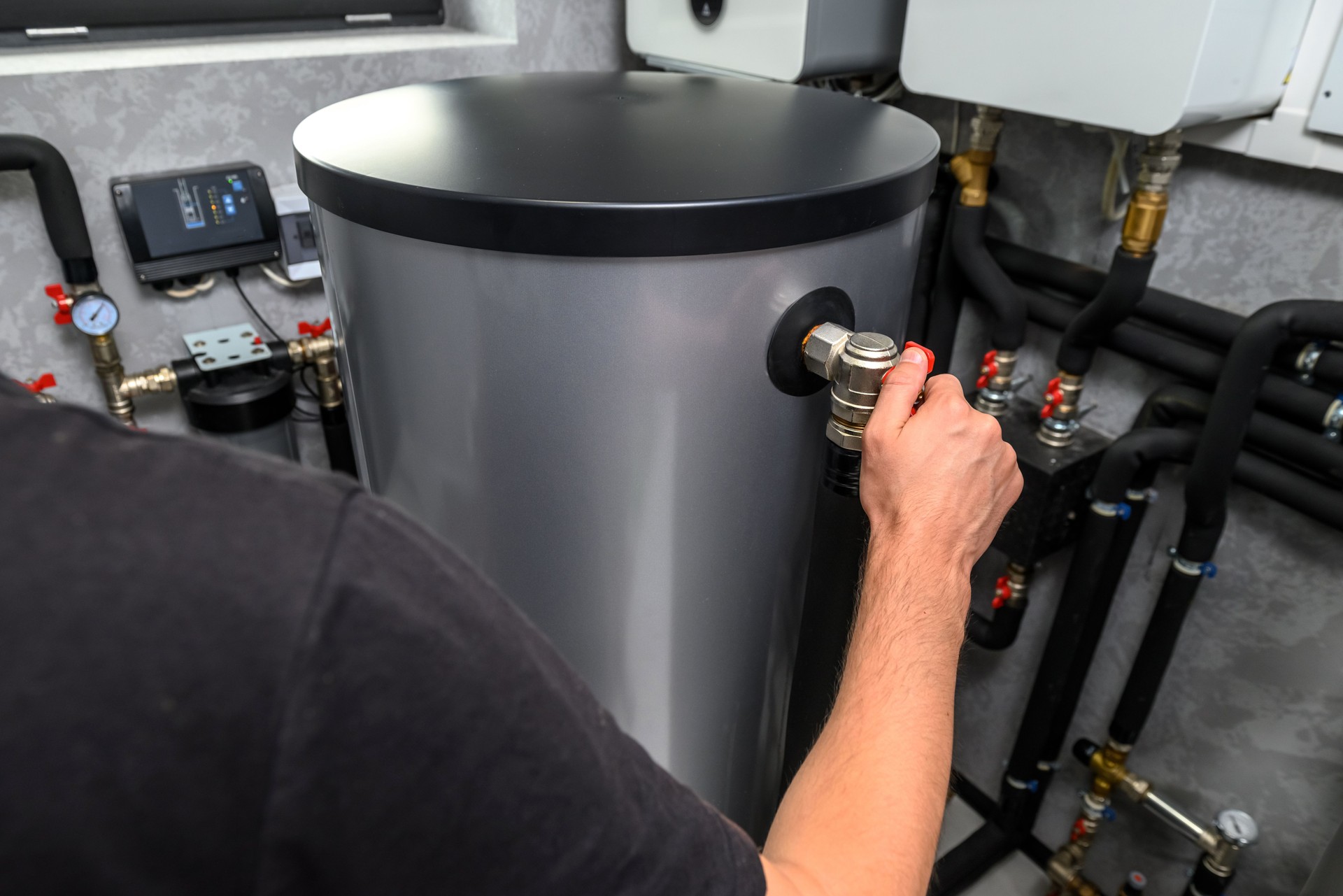 Modern electric boiler room in the house